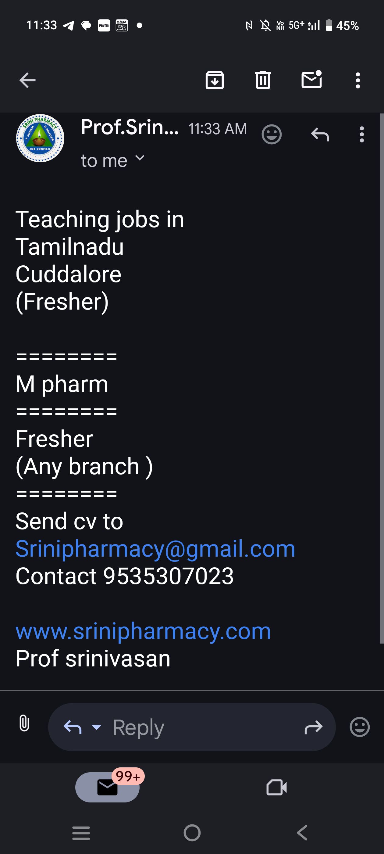 Teaching jobs at Bangalore