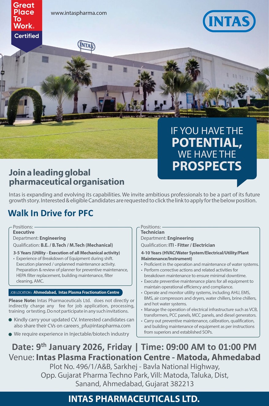 Walk.in drive at Gujarat for Engineering